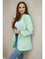 Bunda s klopou elegantná svetlá mentolová Bunda s klopou elegantná svetlá mentolová