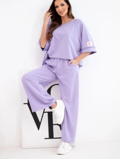 Dámska maslová viskózna mikina a široké nohavice svetlo fialová