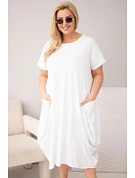 Dámske bavlnené šaty s vreckami v bielej farbe