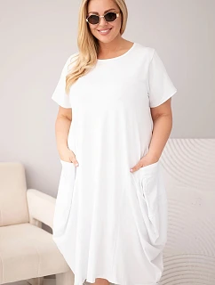 Dámske bavlnené šaty s vreckami v bielej farbe