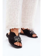 Dámské Sandály Na Plochém Podpatku S Ozdobou model 21691567 Černé - S.Barski