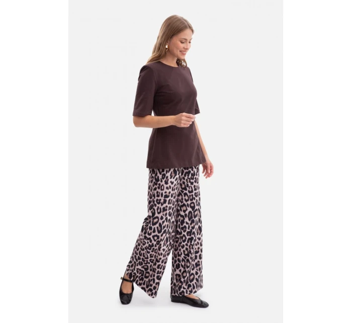 B305 Pletený top s peplumom - tmavá čokoláda