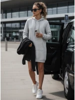 Dámská oversize dlouhá mikina světle šedá model 21964016 - Dstreet Dámská oversize dlouhá mikina světle šedá model 21964016 - Dstreet