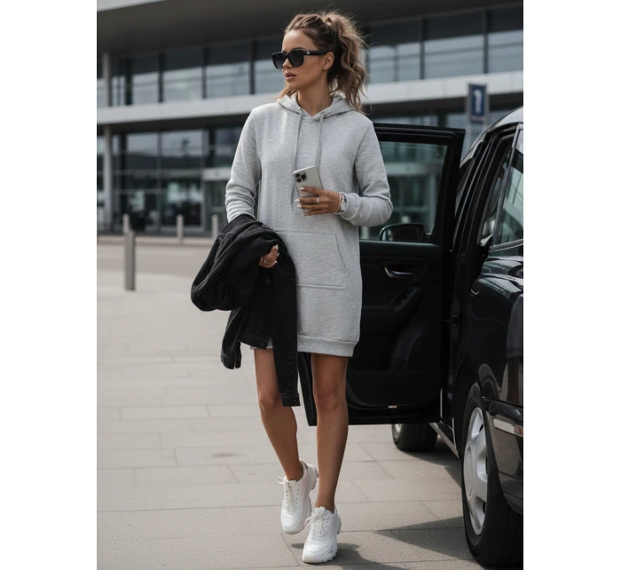 Dámská oversize dlouhá mikina světle šedá model 21964016 - Dstreet Dámská oversize dlouhá mikina světle šedá model 21964016 - Dstreet