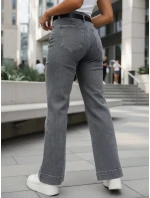 Dámske džínsy s vysokým pásom a širokými nohavicami sivé FashionStreet UY2908