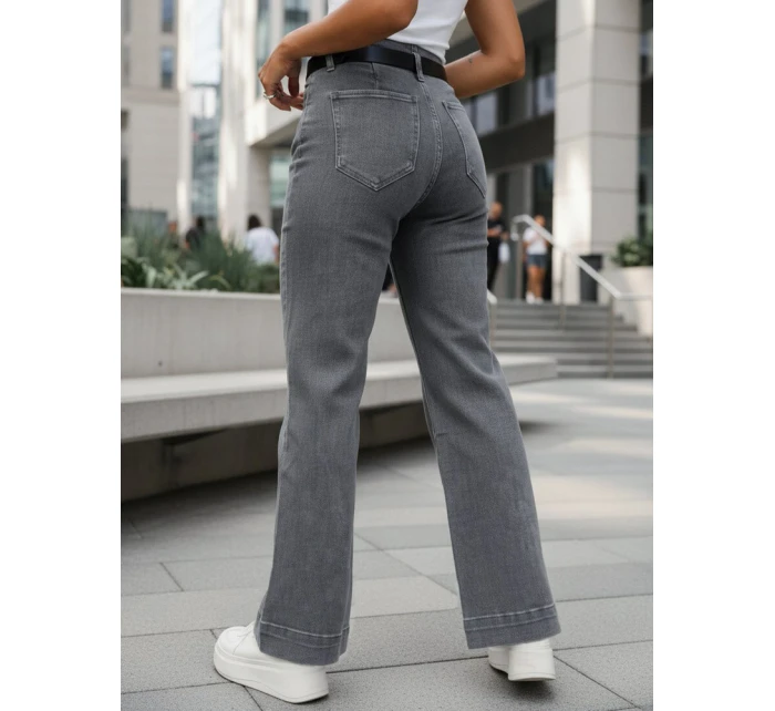 Dámske džínsy s vysokým pásom a širokými nohavicami sivé FashionStreet UY2908