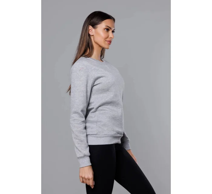 Šedá dámská tepláková mikina se stahovacími lemy model 16150347 - J.STYLE Šedá dámská tepláková mikina se stahovacími lemy model 16150347 - J.STYLE