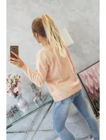 Sveter s výstrihom do V, púdrovo ružový