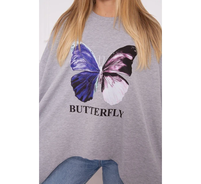 Blúzka oversize s potlačou šedá