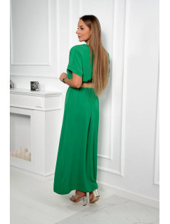 Dlhé šaty s ozdobným pásom zelené