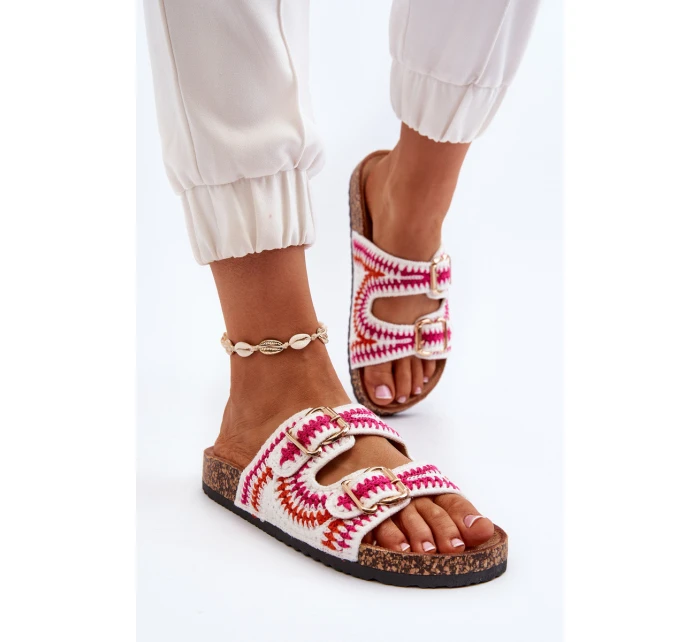 Damskie Klapki Na Korkowej Podeszwie Białe Fannea Damskie Klapki Na Korkowej Podeszwie Białe Fannea