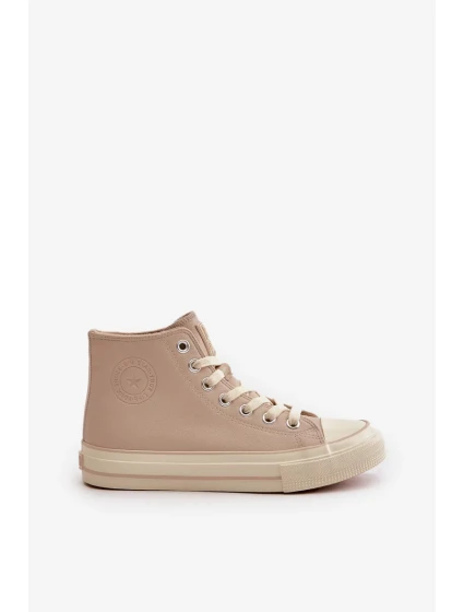 Dámske zateplené tenisky z eko kože Beige Big Star