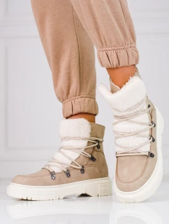 Exkluzívní dámské hnědé  sněhule bez podpatku