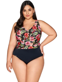 Dámske jednodielne plavky 60 black Floral - AVA