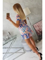 Kvetinové šaty s výstrihom do V chrpová+fialová