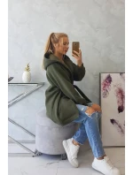 Zateplená bunda s vázáním v pase khaki barvy