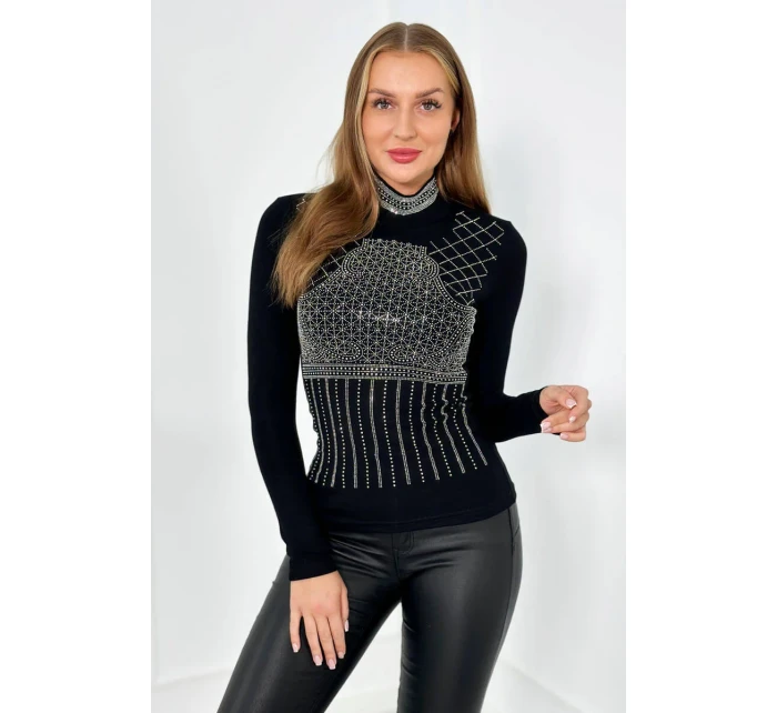 Halenka z viskózy se model 19049192 motivem černá - K-Fashion