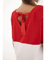 Dámské šaty Plus Size s výstřihem do V a šňůrkami červená