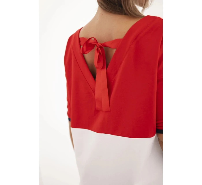 Dámské šaty Plus Size s výstřihem do V a šňůrkami červená