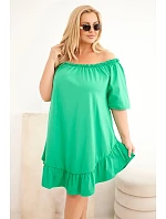 Dámske plus size bavlnené šaty s volánom zelené Dámske plus size bavlnené šaty s volánom zelené