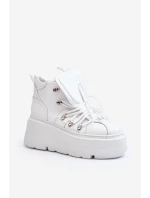 Zazoo 3416 Skórzane Damskie Buty Sportowe Białe