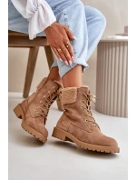 Damskie Ocieplane Botki Workery Na Zamek Brązowe Mivael