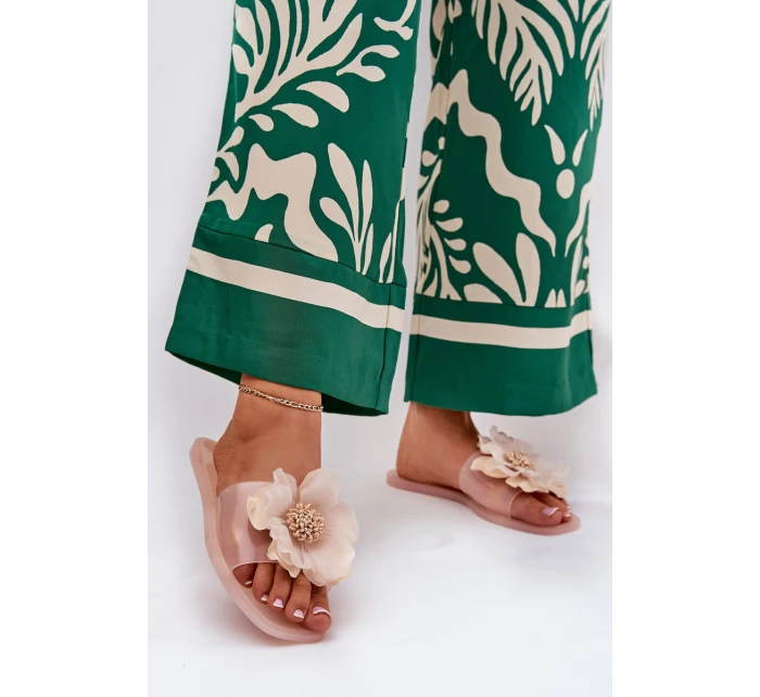 Transparentne Płaskie Klapki Damskie Ze Sztucznym Kwiatem Nude Vobetta Transparentne Płaskie Klapki Damskie Ze Sztucznym Kwiatem Nude Vobetta