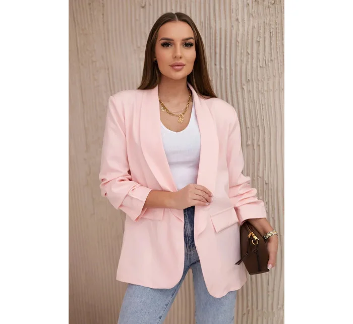 Sako s klopami elegantní pudrově model 20648440 - Kesi Sako s klopami elegantní pudrově model 20648440 - Kesi