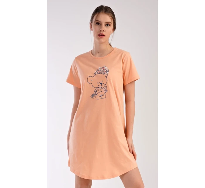 Dámská noční košile s krátkým rukávem Méďa s model 18728719 - Vienetta Dámská noční košile s krátkým rukávem Méďa s model 18728719 - Vienetta