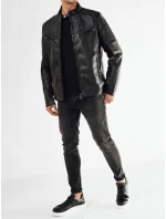 Pánská kožená bunda černá Dstreet TX4684
