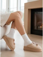 Dámské zateplené žabky light beige Dstreet model 21994580 - FashionStreet Dámské zateplené žabky light beige Dstreet model 21994580 - FashionStreet