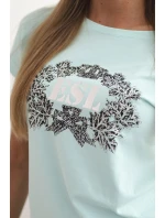 Dámska bavlnená blúzka s ozdobnou potlačou ESL mint