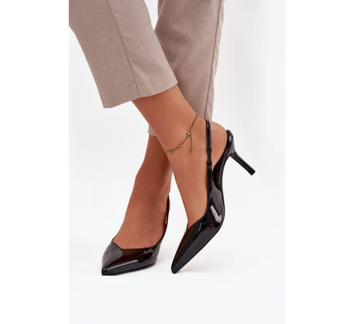 Lakované lodičky na jehlovém podpatku Černé Phelia