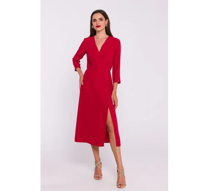 Šaty s vysokým rozparkom S385 červená - Moe Šaty s vysokým rozparkom S385 červená - Moe