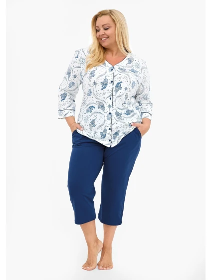Pyžamo  2 3/4 3XL5XL dámské rozepínací model 21238303 - Cornette