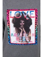 American Girl grafická blúzka grafitová S/M - L/XL