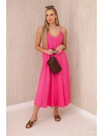 Mušelínové šaty bez ramienok ružové