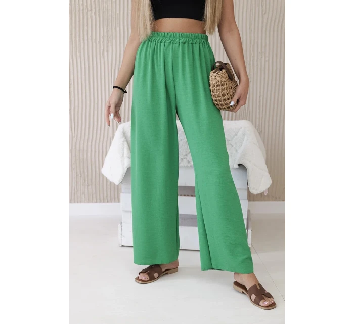 Kalhoty se širokými nohavicemi zelený