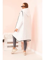 Dámská prošívaná vesta Plus Size s kapucí na zip bílá