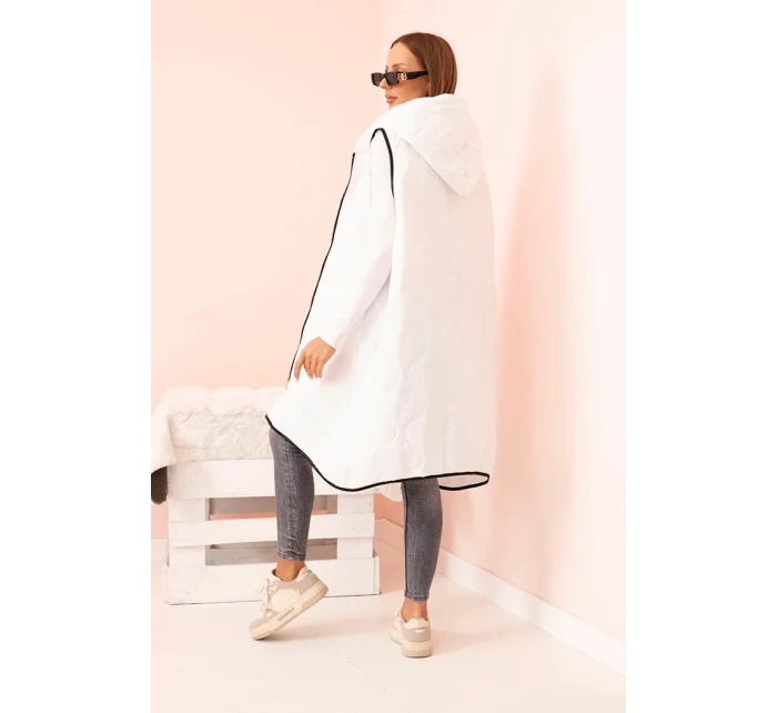 Dámská prošívaná vesta Plus Size s kapucí na zip bílá