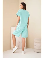 Dámský bavlněný komplet tričko s krátkým rukávem a kraťasy s gumou v pase model 22128689 - K-Fashion