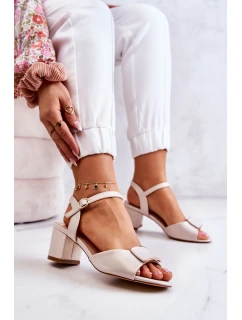 Kožené Sandály Na Vysokém Podpatku Béžová model 21582631 - SERGIO LEONE