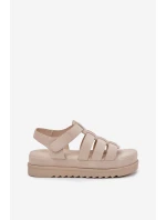 Dámské Sandály Na Platformě Eko Semišové Béžové model 21696093 - Boto Dámské Sandály Na Platformě Eko Semišové Béžové model 21696093 - Boto