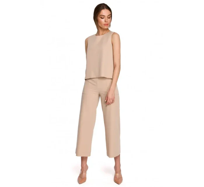 S257 Blúzka bez rukávov - béžová