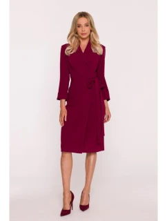 model 21319099 Košilové šaty vázané v pase bordó - STYLOVE