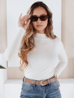 Dámsky sveter s polovičným rolákom TARLENA white FashionStreet MY2485