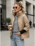 Dámska prešívaná prechodná bunda v ťavej farbe FashionStreet TY5543