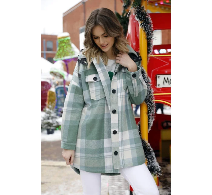 Zelená dámská košilová bunda model 18359824 - Ann Gissy Zelená dámská košilová bunda model 18359824 - Ann Gissy