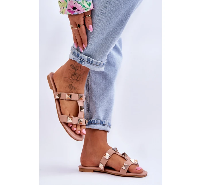 Damskie Klapki Z Dużymi Ćwiekami Nude Mercure