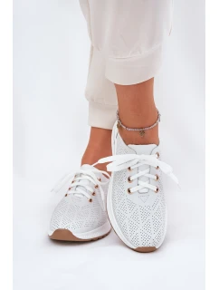 Skórzane Lekkie Półbuty Damskie Artiker 54C1758 Białe